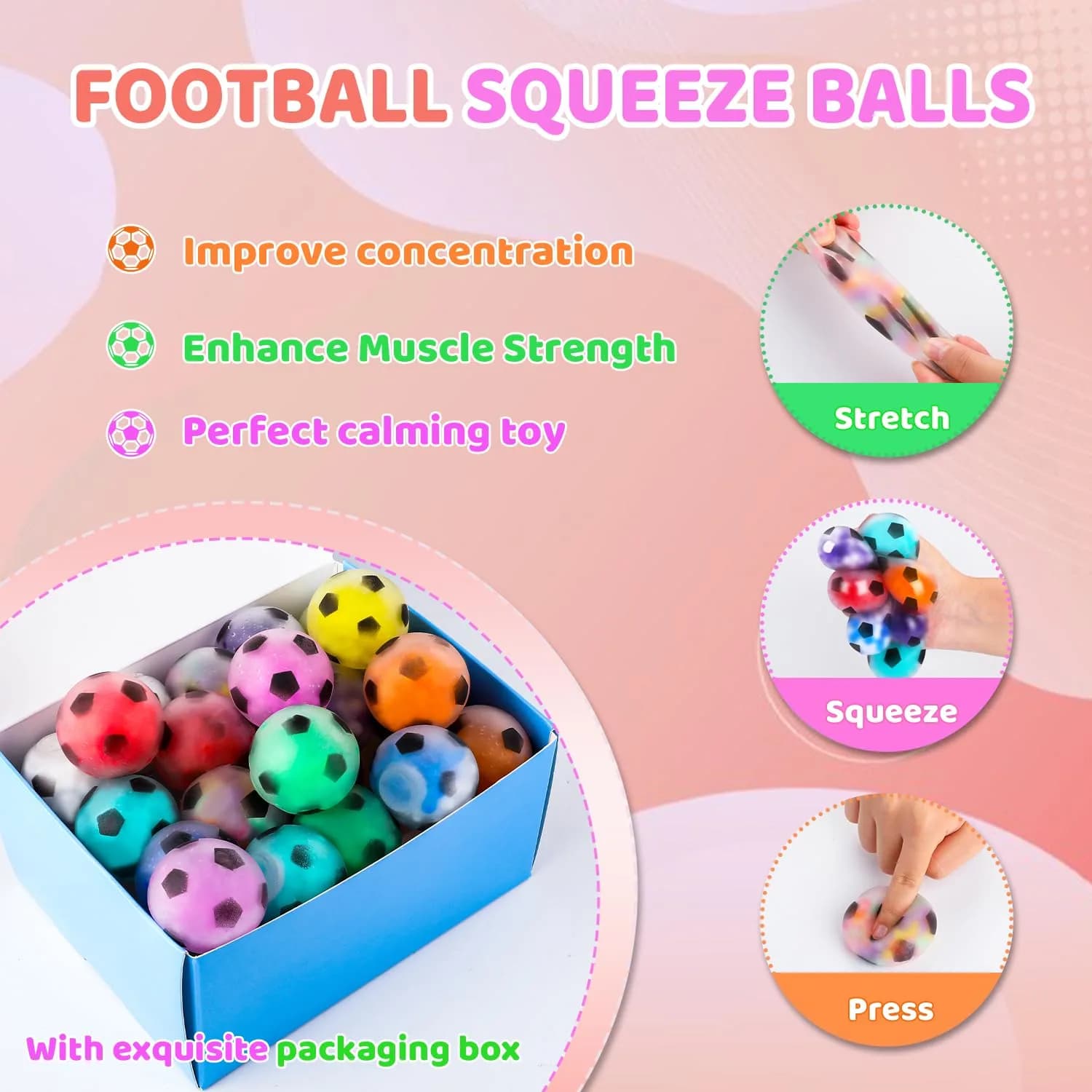 VESPRO 24 Pack Soccer Stress Balls 24 Count | Non-Toxic, BPA-Free, ASTM-Tested - view 5