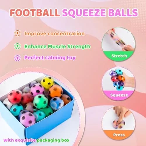 VESPRO 24 Pack Soccer Stress Balls 24 Count | Non-Toxic, BPA-Free, ASTM-Tested thumbnail 5
