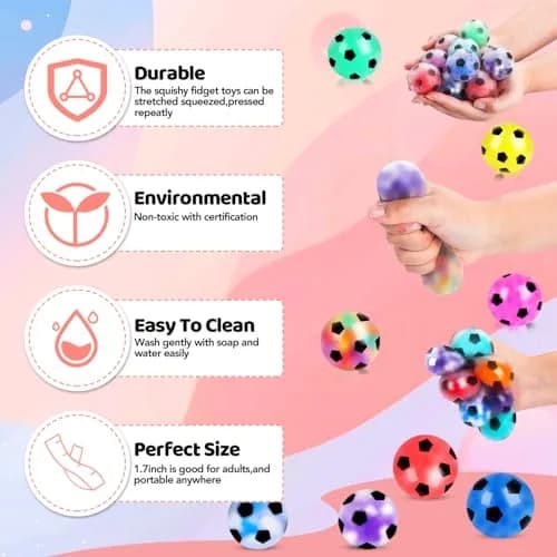 VESPRO 24 Pack Soccer Stress Balls 24 Count | Non-Toxic, BPA-Free, ASTM-Tested thumbnail 6
