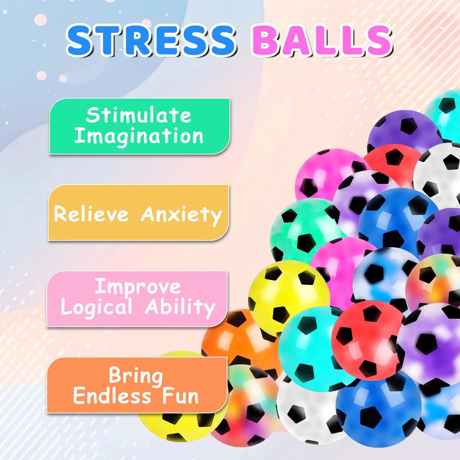 VESPRO 24 Pack Soccer Stress Balls 24 Count | Non-Toxic, BPA-Free, ASTM-Tested - view 2