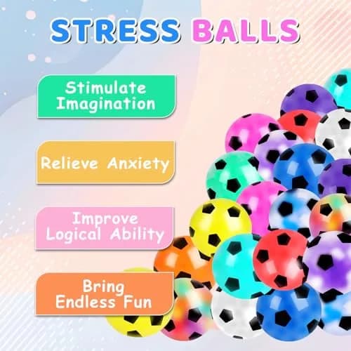 VESPRO 24 Pack Soccer Stress Balls 24 Count | Non-Toxic, BPA-Free, ASTM-Tested thumbnail 2