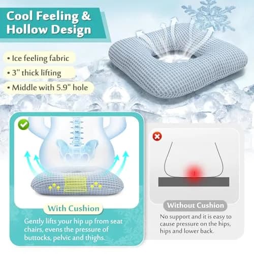 AOSSA Donut Pillow for Bed Sores & Pressure Relief 37cm x 37cm x 7.6cm | Supports Coccyx & Post-Surgery Recovery thumbnail 3