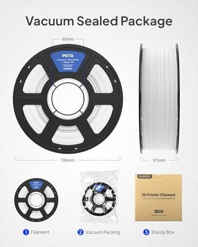 ELEGOO PETG 3D Printer Filament 1.75mm Black 1KG (1000 g) | Tough, Durable, Smooth Printing thumbnail 6