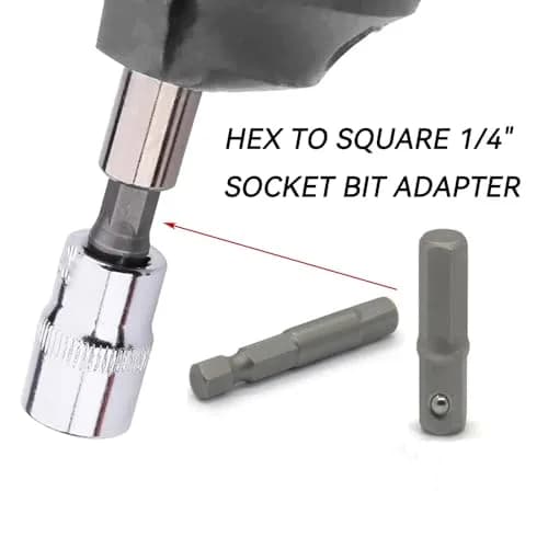 DOFEDOFO 1/4 Hex to Square Socket Adapter 25mm | Durable Alloy Steel, Suitable for Power & Pneumatic Drills thumbnail 4