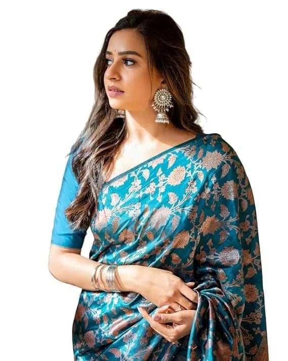 Avantika Fashion Women's Kanjivaram Semi Silk Banarasi Saree | Jacquard Zari Work, 5.3m thumbnail 2