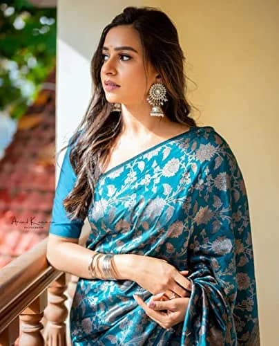 Avantika Fashion Women's Kanjivaram Semi Silk Banarasi Saree | Jacquard Zari Work, 5.3m thumbnail 9