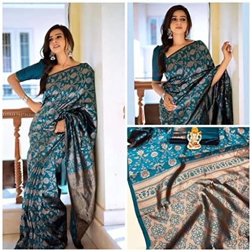 Avantika Fashion Women's Kanjivaram Semi Silk Banarasi Saree | Jacquard Zari Work, 5.3m thumbnail 10