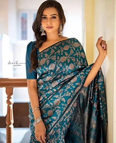 Avantika Fashion Women's Kanjivaram Semi Silk Banarasi Saree | Jacquard Zari Work, 5.3m thumbnail 5