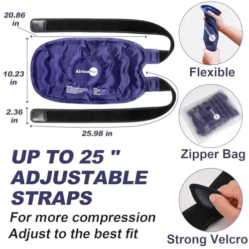 AiricePac XXL Knee Ice Pack Wrap 2 Pack Blue | Cold Therapy for Surgery & Sports Injuries thumbnail 2
