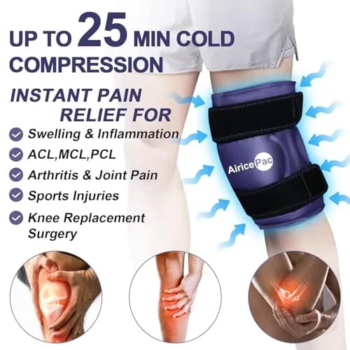 AiricePac XXL Knee Ice Pack Wrap 2 Pack Blue | Cold Therapy for Surgery & Sports Injuries thumbnail 4