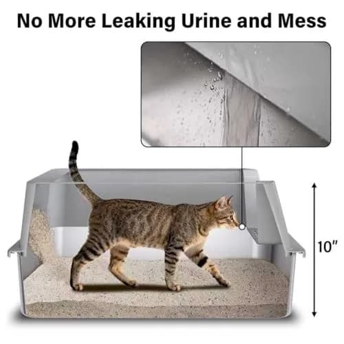 Holintan Stainless Steel Litter Box with Lid XL | Large Metal Cat Litter Box, Odor-Resistant, Non-Stick, Heavy Duty thumbnail 4