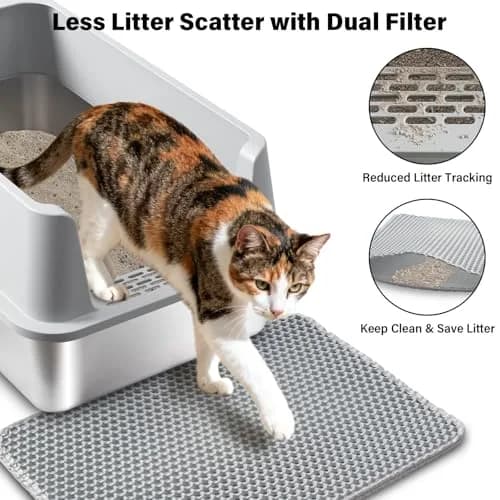 Holintan Stainless Steel Litter Box with Lid XL | Large Metal Cat Litter Box, Odor-Resistant, Non-Stick, Heavy Duty thumbnail 3