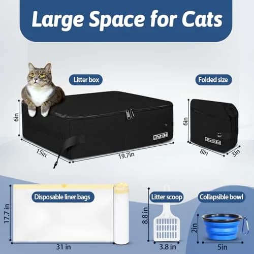 Petskd Portable Cat Travel Litter Box with Lid, Black 50cm x 38cm x 15cm | Leakproof & Odor-Preventing for Travel thumbnail 2