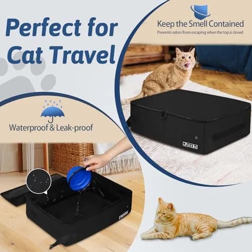 Petskd Portable Cat Travel Litter Box with Lid, Black 50cm x 38cm x 15cm | Leakproof & Odor-Preventing for Travel thumbnail 3