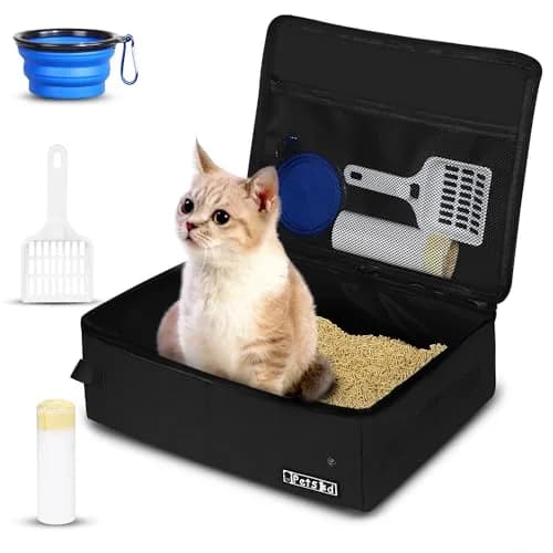 Petskd Portable Cat Travel Litter Box with Lid, Black | Leakproof & Lightweight for Travel thumbnail 1