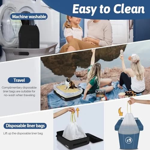 Petskd Portable Cat Travel Litter Box with Lid, Black | Leakproof & Lightweight for Travel thumbnail 5