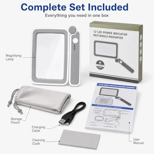 TECHSHARE 4X Rechargeable Magnifying Glass with Light, 108x63mm (4.2x2.4 in) | 4X Magnification with 10 LEDs thumbnail 5