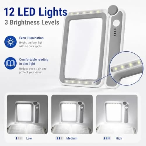 TECHSHARE 4X Rechargeable Magnifying Glass with Light, 108x63mm (4.2x2.4 in) | 4X Magnification with 10 LEDs thumbnail 6