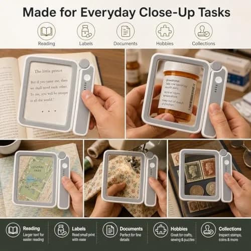 TECHSHARE 4X Rechargeable Magnifying Glass with Light, 108x63mm (4.2x2.4 in) | 4X Magnification with 10 LEDs thumbnail 7