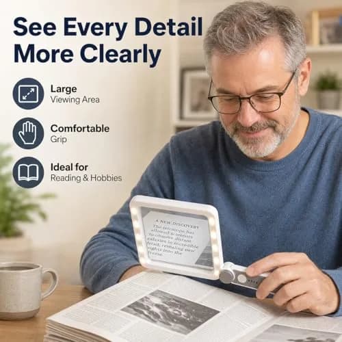 TECHSHARE 4X Rechargeable Magnifying Glass with Light, 108x63mm (4.2x2.4 in) | 4X Magnification with 10 LEDs thumbnail 8