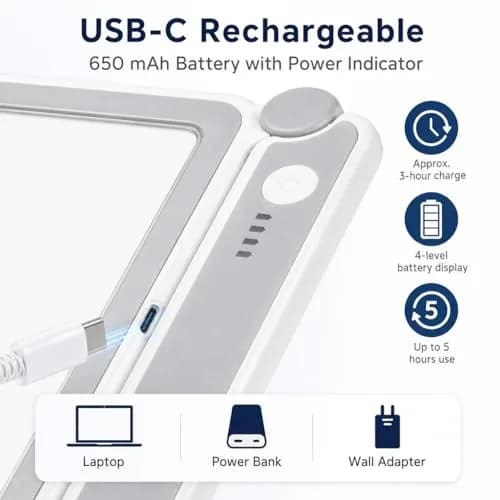 TECHSHARE 4X Rechargeable Magnifying Glass with Light, 108x63mm (4.2x2.4 in) | 4X Magnification with 10 LEDs thumbnail 3