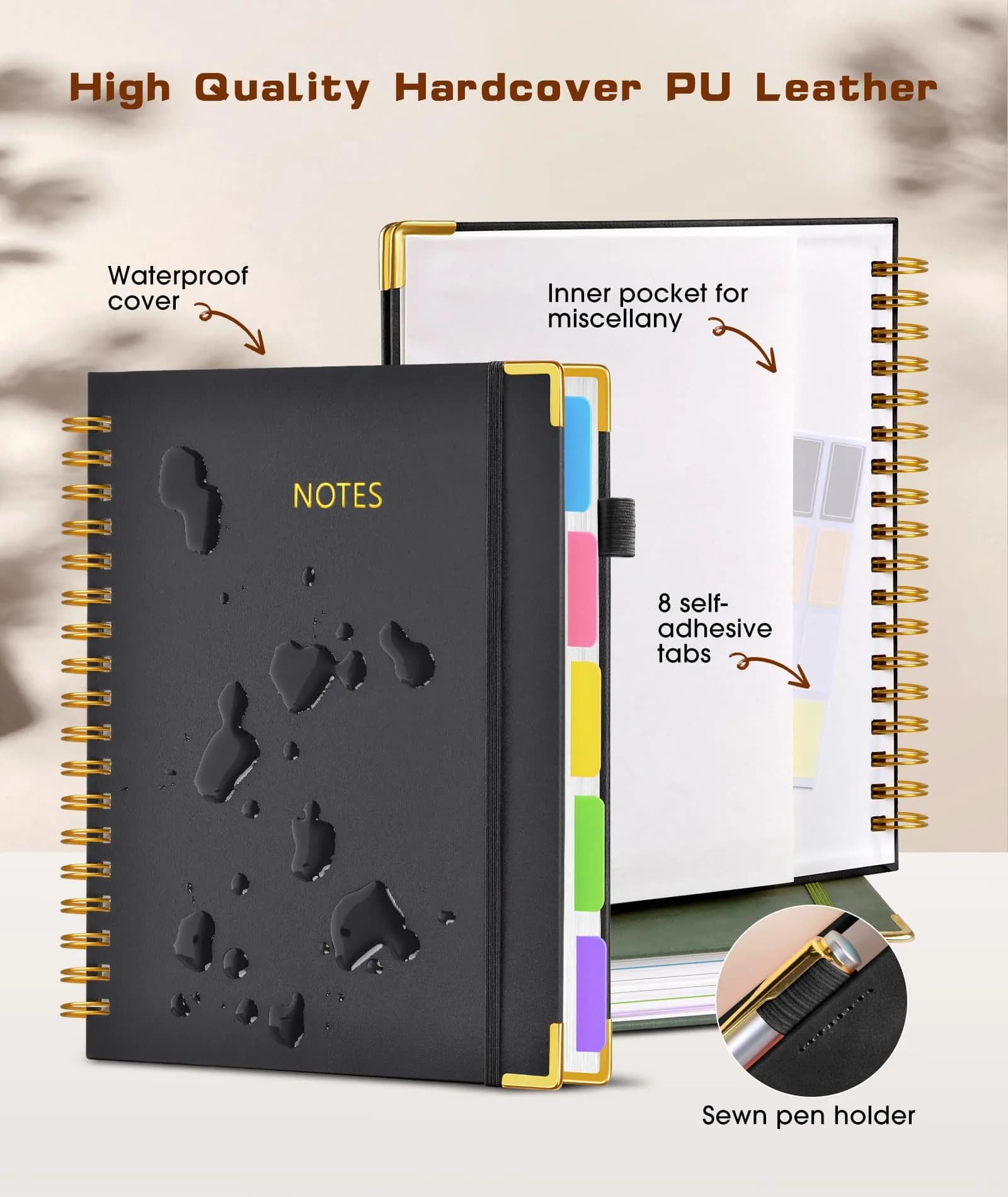 dilitego Hardcover Spiral Notebook A5 Flower White | College Ruled 300 Pages - Black / 8"x10" - view 2