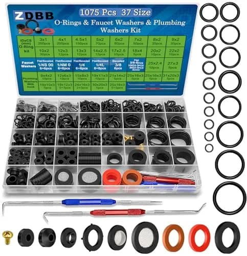ZDBB 1075 Pcs Rubber Washer & O-Ring Kit | Assorted Sizes for Faucets & Hoses thumbnail 1