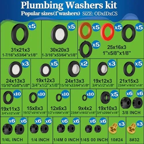 ZDBB 1075 Pcs Rubber Washer & O-Ring Kit | Assorted Sizes for Faucets & Hoses thumbnail 4