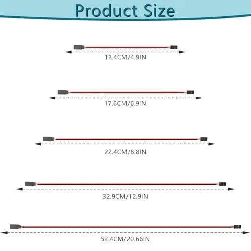 Abvsdu Servo Extension Cable 20 pcs | 5 Lengths, Female to Male Connectors, RC Control Parts thumbnail 2