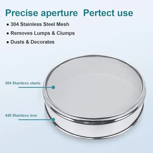 LVDALAB 7.9" (20cm) 304 Stainless Steel Lab Sieve, 500 Mesh (0.0308mm) for Fine Powder Testing thumbnail 6
