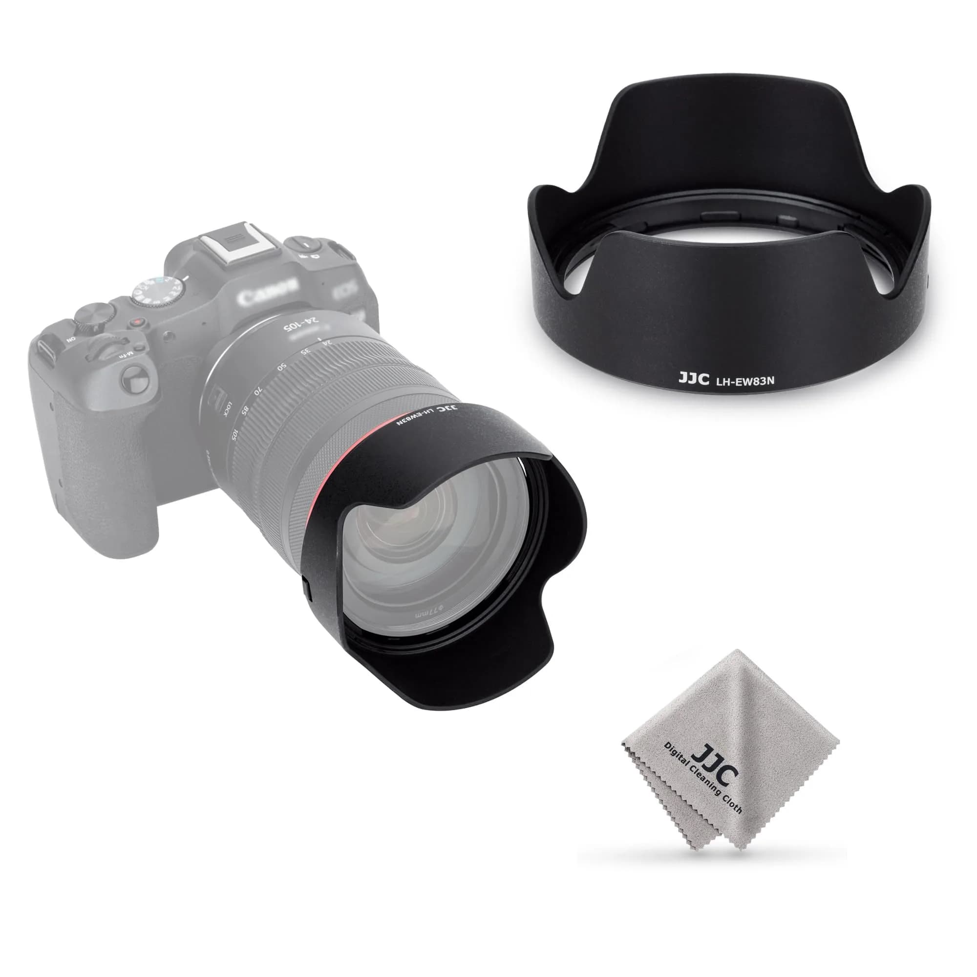 JJC EW-83N Reversible Lens Hood Shade for Canon RF 24-105mm F4L IS USM Lens | Blocks stray light, protects lens, reversible design - main product image