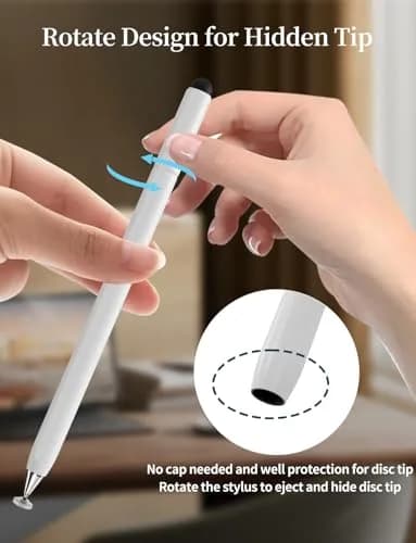 Accokids Stylus Pen for Touchscreen 2-in-1 Magnetic & Rotate, Black/White | Precise, Compatible with All Capacitive Devices thumbnail 2