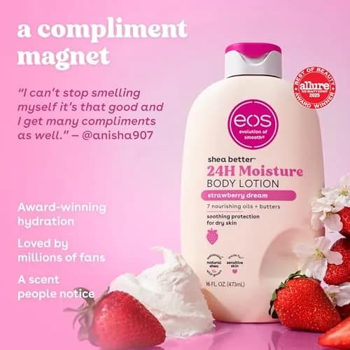 eos Shea Better Body Lotion Strawberry Dream 473ml (16 fl oz) | 24-Hour Moisture for Soft Skin thumbnail 3