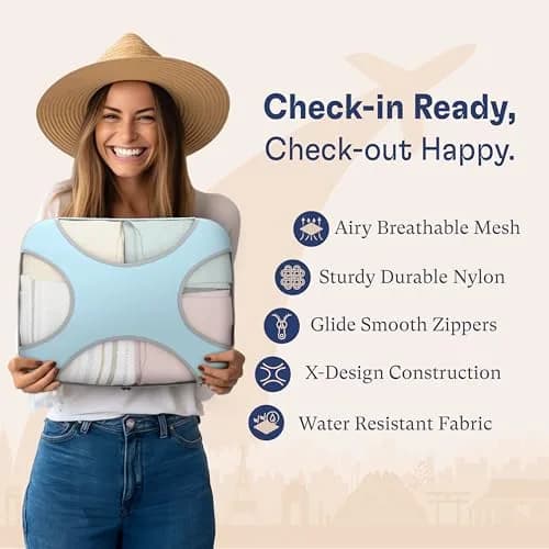 Shacke 5-Piece Packing Cube Set with Laundry Bag, Sky Blue | 4-Inch Deep Luggage Organizers for Carry-On & Checked Bags thumbnail 5