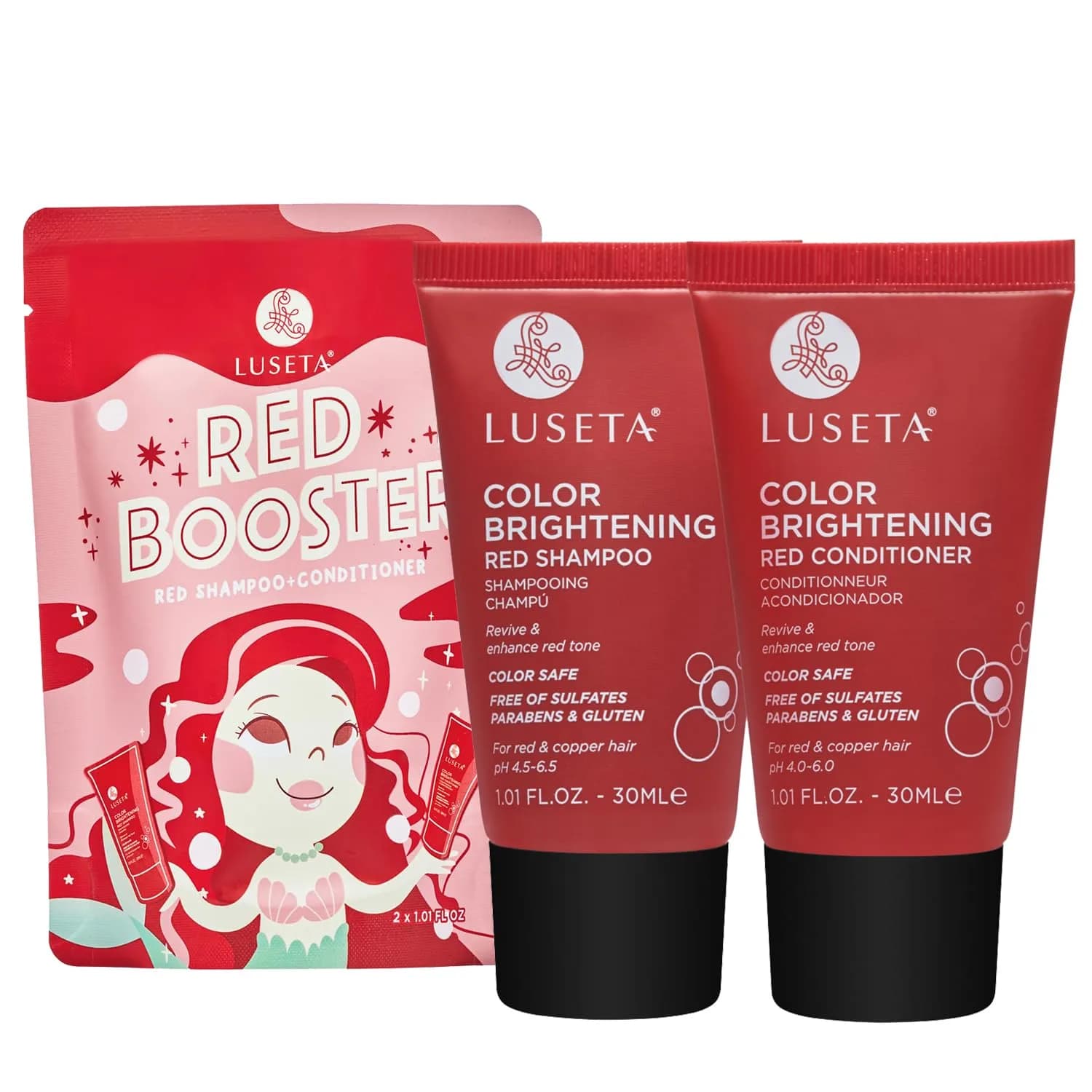 Luseta Red Hair Travel Size Shampoo and Conditioner 1.01oz | Revives & Enhances Fiery Tones — Red Hair