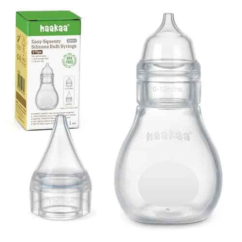 Haakaa Silicone Baby Nasal Aspirator Bulb Syringe with 2 Tips | Gentle Mucus Removal for Newborns & Toddlers thumbnail 1