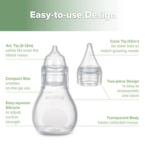 Haakaa Silicone Baby Nasal Aspirator Bulb Syringe with 2 Tips | Gentle Mucus Removal for Newborns & Toddlers thumbnail 3