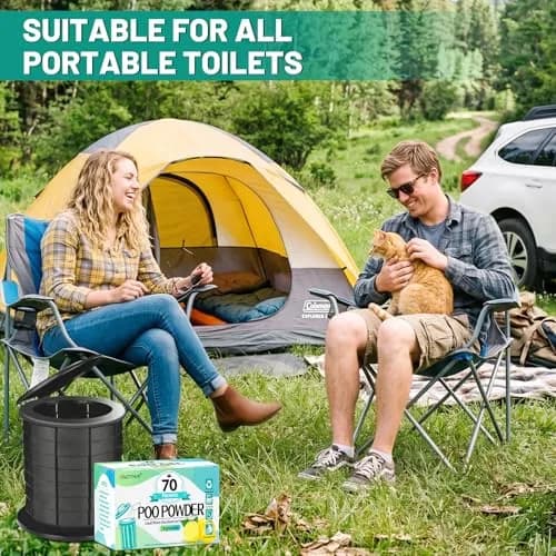 CRAZYTHUR Portable Toilet Gel Powder 70PCS Lemon Scent | Treats 650ml Urine Per Pack thumbnail 3