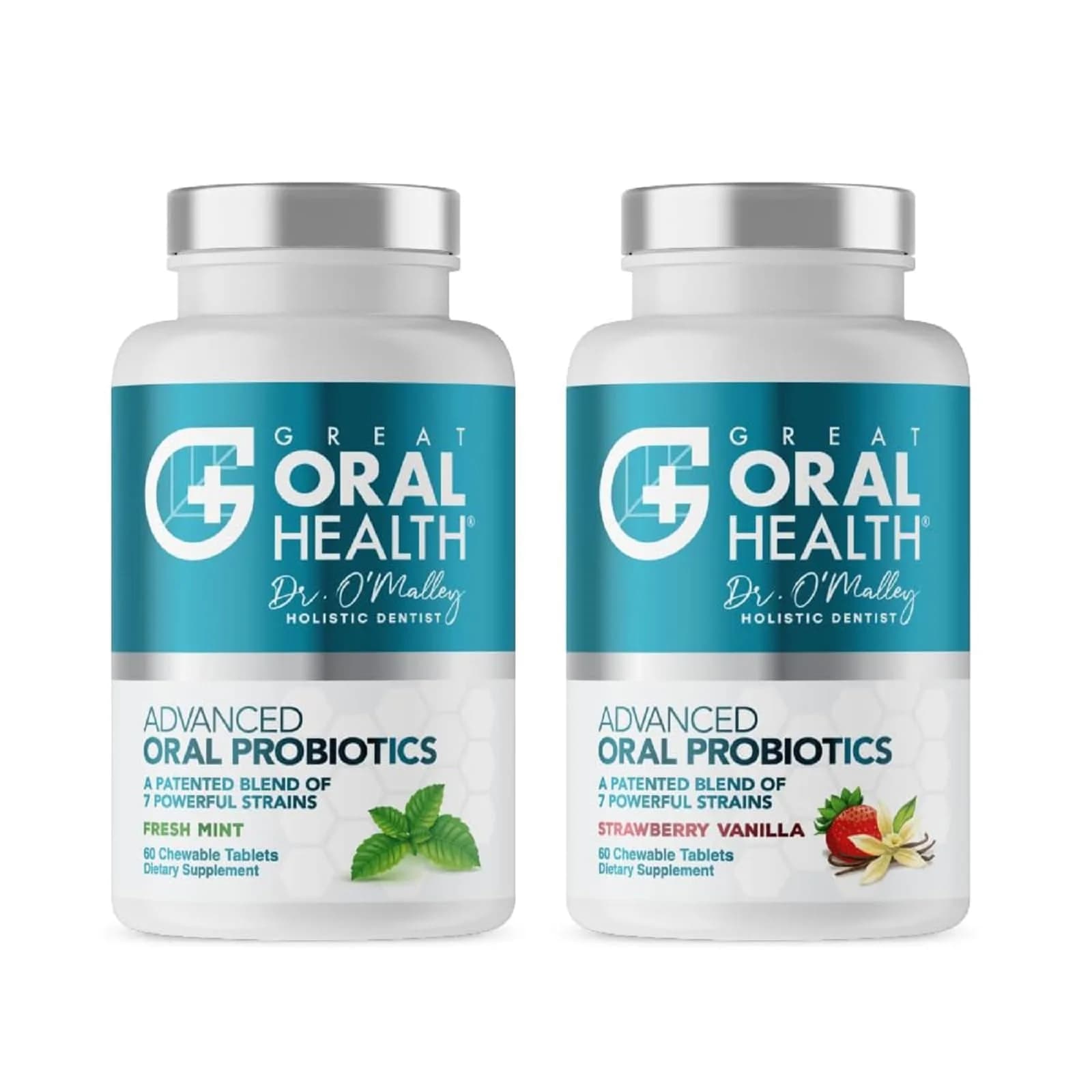 Great Oral Health Probiotics - Mint & Strawberry Vanilla Flavor, 120 Count (2 Pack) - main product image