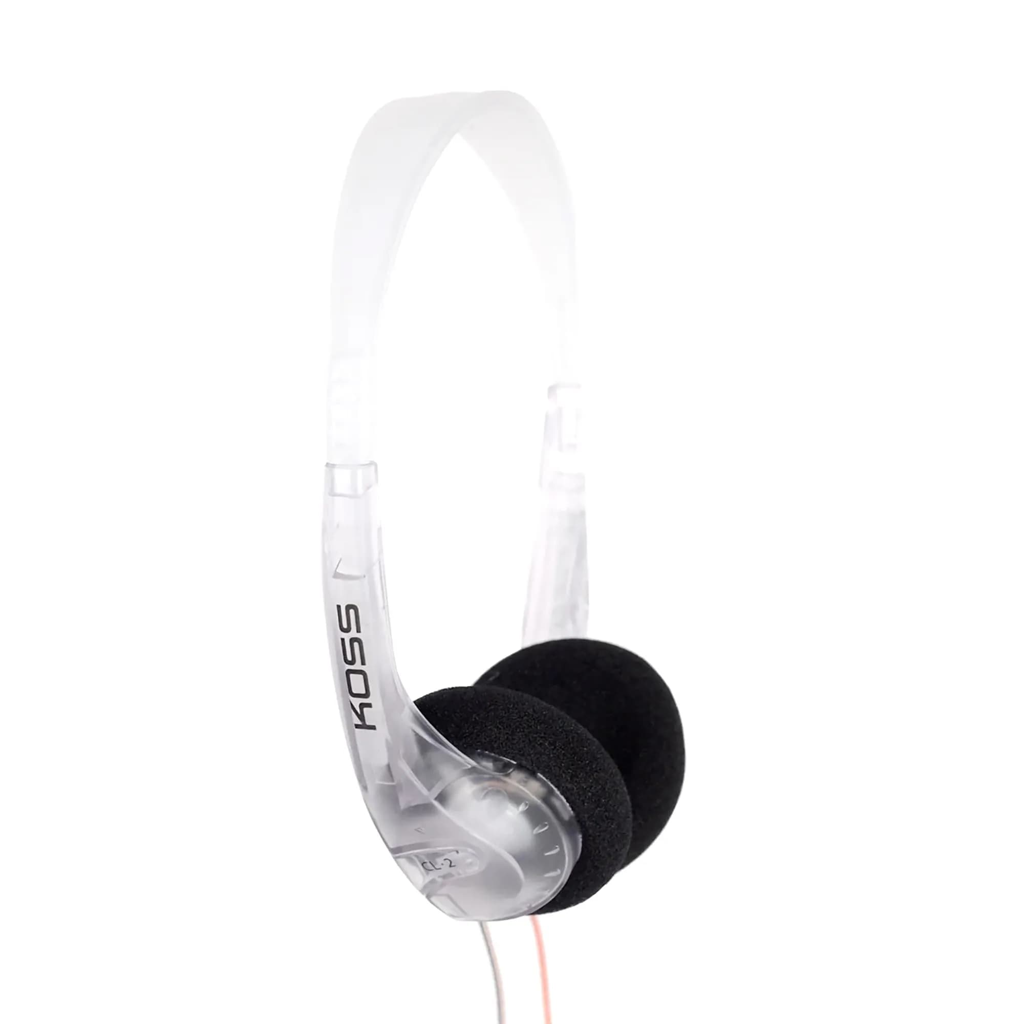 Koss CL/2 Clear Retro 90s Style On-Ear Headphones, Wired Plug | Balanced Sound & Vintage Design — Clear
