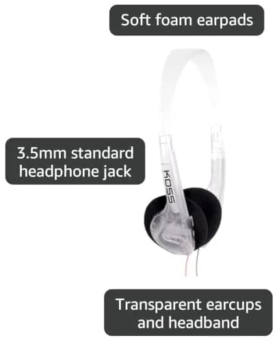 Koss CL/2 Clear Retro 90s Style On-Ear Headphones, Wired Plug | Balanced Sound & Vintage Design thumbnail 3