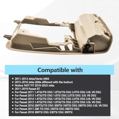 Quealzara Beige Sunglass Box Console Case Holder Compatible with VW Jetta MK6 2011-2018 Passat B7 | Overhead Console Glasses Organizer thumbnail 3