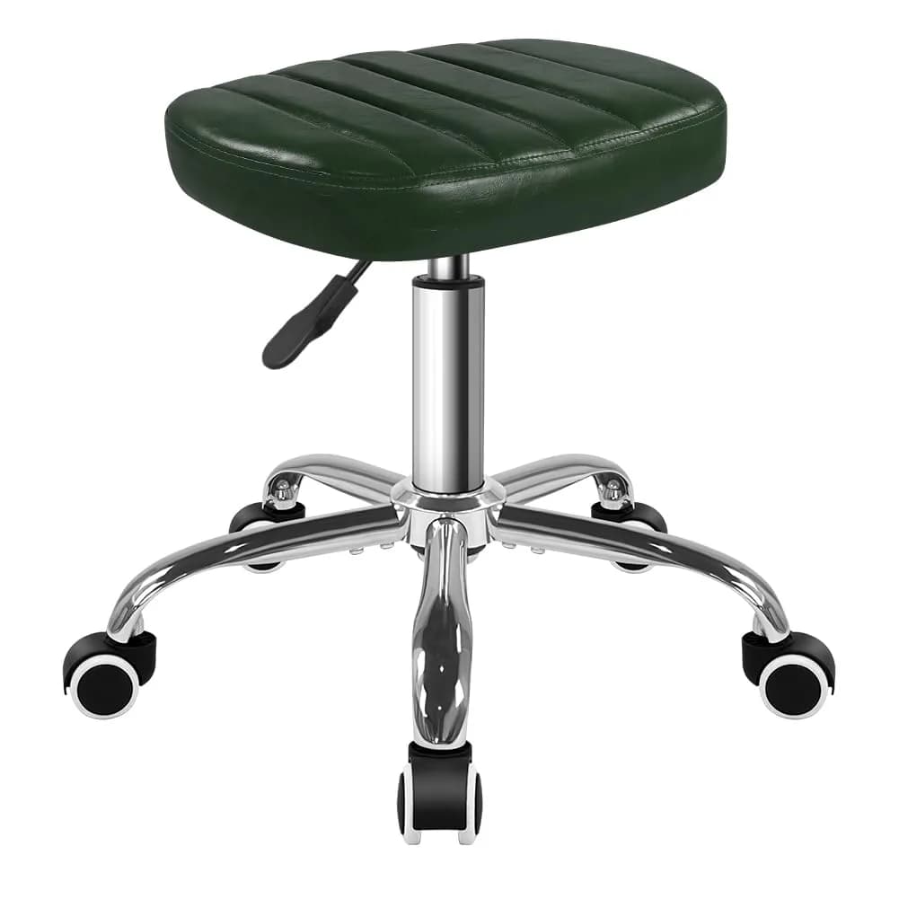 BFTOU Minimalist Square Swivel Stool with Wheel, Height-Adjustable, Waterproof, 17.7x17.7x19.3 inches | Stable & Durable — Green