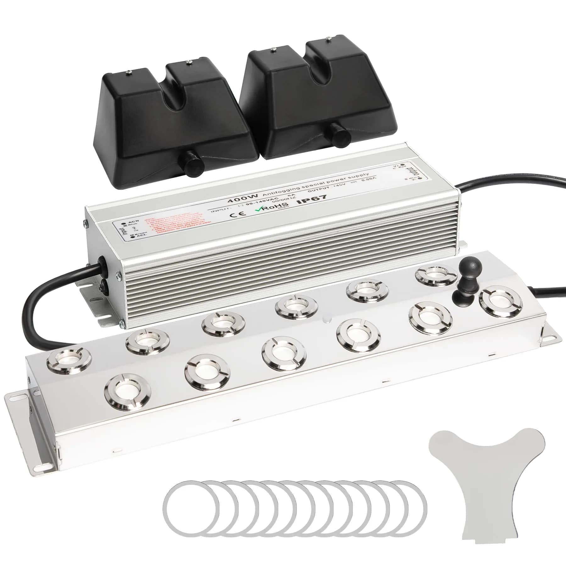Toriexon Ultrasonic Mist Maker Fogger 6 Heads | 5000ml/H Outdoor Fogger for Gardens & Ponds — Silver