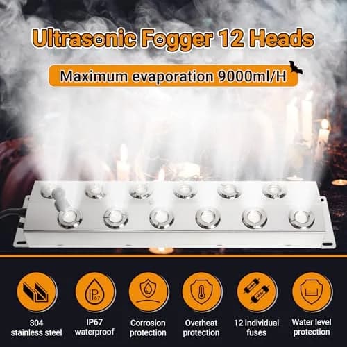 Toriexon Ultrasonic Mist Maker Fogger 12 Heads 9000ml/H | IP67 Waterproof, Stainless Steel, Outdoor Fogging thumbnail 3