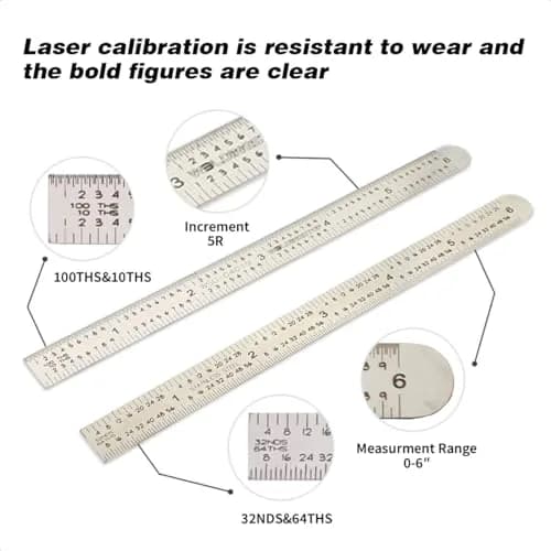 WeldingStop 6-inch Machinist Ruler 150mm | Laser Engraved Stainless Steel Scale thumbnail 2