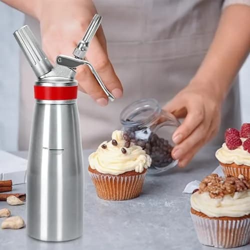 Ajimy Whipped Cream Dispenser 500ml Aluminum | Professional Kitchen Tool for Fluffy Desserts thumbnail 4