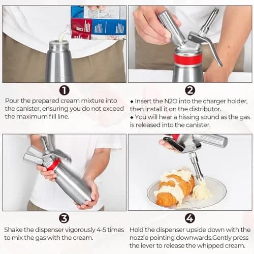 Ajimy Whipped Cream Dispenser 500ml Aluminum | Professional Kitchen Tool for Fluffy Desserts thumbnail 6