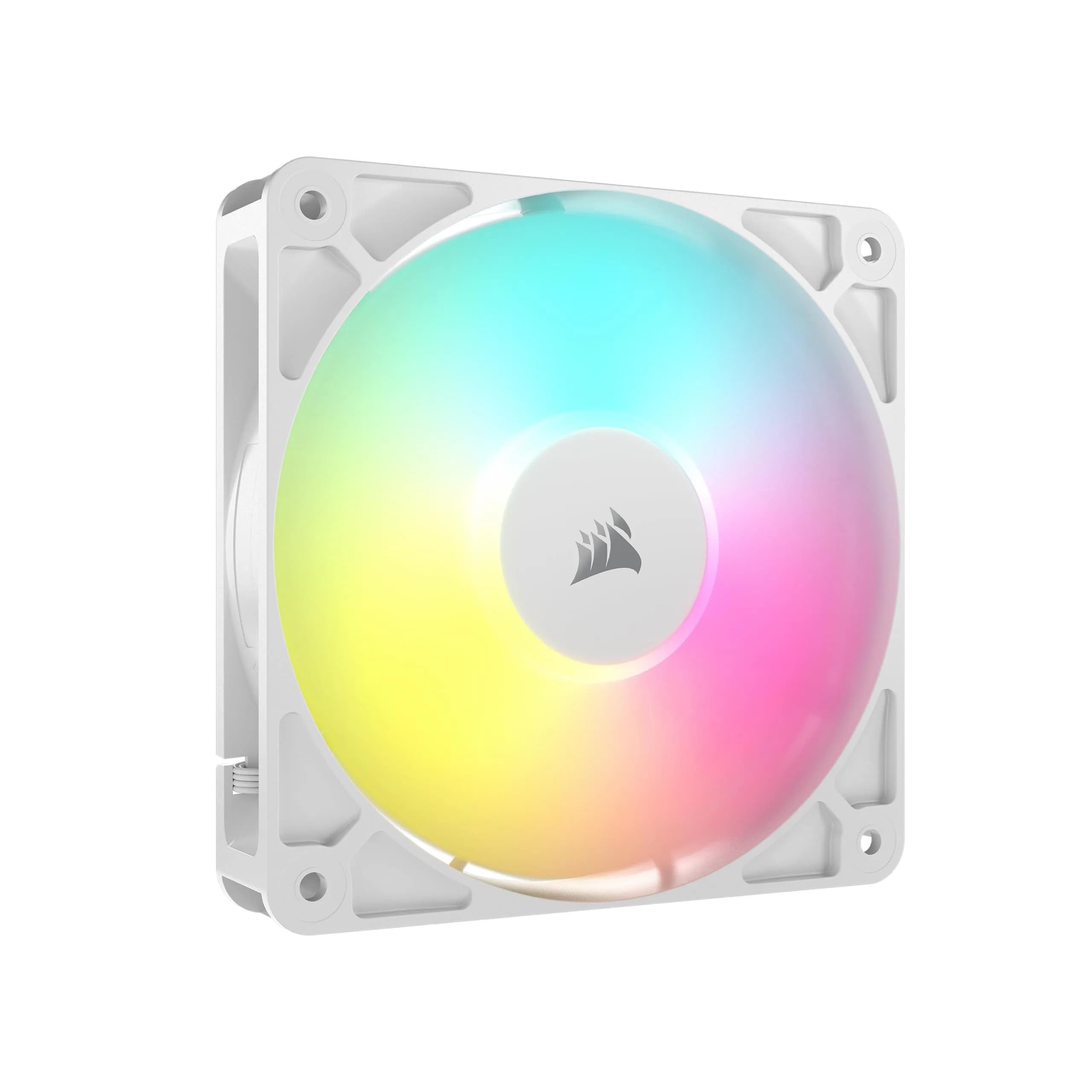 Corsair RS120 ARGB 120mm PWM Fan – Daisy-Chain Connection – Low-Noise – Magnetic Dome Bearing – Single Pack – White | 120mm ARGB Fan with PWM Control