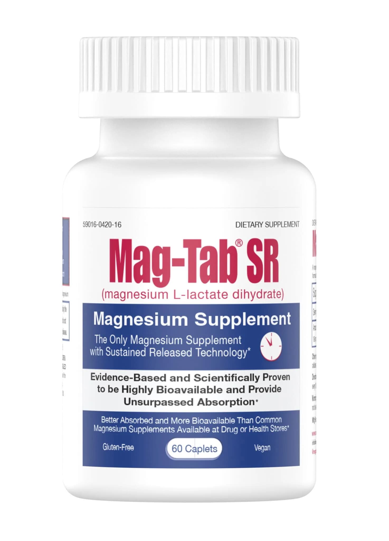 MAG-TAB SR Extended Release Magnesium Lactate 60 Count | Supports Sleep & Muscle Health